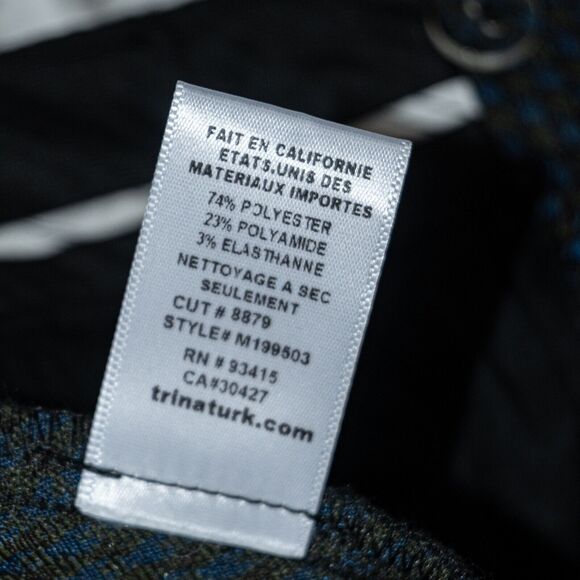 MR TURK Men's Blue Houndstooth Trouser Dress Pants flat front Size 32 - Picture 10 of 10